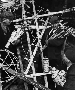 Preparing one of the set pieces for saturdays show at Small Heath are Mr Harold Rafferty