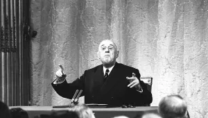 01428 Prints: President Charles de Gaulle of France at a press conference at the Elysee Palace in Paris