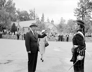 President Dwight D Eisenhower August 1959 with Queen Elizabeth as he Inspects a guard of