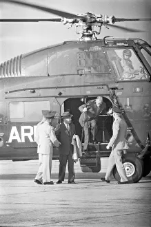 01202 Prints: President Eisenhower and his Secretary of State John Foster Dulles seen here disembarking