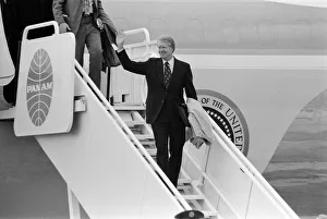 United States Of America Prints: President Jimmy Carter arrives at Heathrow Airport on Air Force One. 5th May 1977