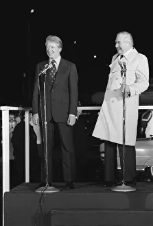Statesman Prints: President Jimmy Carter May 1977 arrives at London Airport where he is meet by James