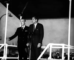 President John F Kennedy arrives at London Airport to meet Prime Minister Harold