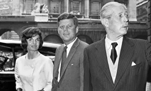 Ties Prints: President John F Kennedy with wife Jacqueline Kennedy and Prime Minister Harold Macmillan
