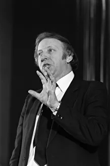 Miner Prints: President of the National Union of Mineworkers Arthur Scargill speaks to miners