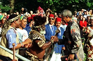 President Nelson Mandela seen here being greeted in St James Park on the second of his
