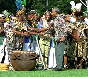 President Nelson Mandela seen here being greeted in St James Park on the second of his