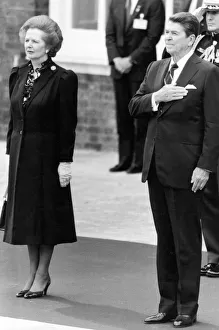 President Ronald Reagan and Prime Minister Margaret Thatcher greeted each other warmley