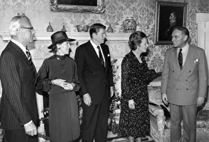 President Ronald Reagan and wife Nancy meet with British prime minister Margaret Thatcher