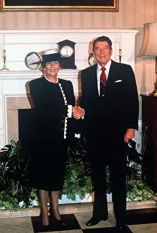 President Ronald Regan June 1988 visit to England with Margaret Thatcher at No