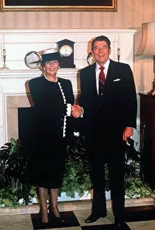 President Ronald Regan June 1988 visit to England with Margaret Thatcher at No