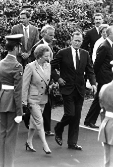 00186 Prints: President of the United States George Bush and British Prime Minister Margaret Thatcher