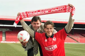 00593 Prints: The press conference for new Middlesbrough signing striker Jan Aage Fjortoft