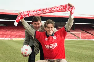 00593 Prints: The press conference for new Middlesbrough signing striker Jan Aage Fjortoft