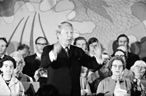 Prime Minister Edward Heath conducting the annual carol concert at Broadstairs, Kent