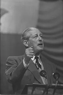 The Prime Minister Harold Macmillan stirs up the party faithful at the 1962 Conservative