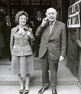 European Union Prints: Prime Minister Harold Wilson seen here casting his vote in the 1975 EEC Referendum