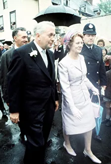 Prime Minister Harold Wilson and his wife at his son Robins wedding