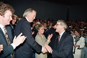 Prime Minister John Major at a conservative rally during the general election campaign