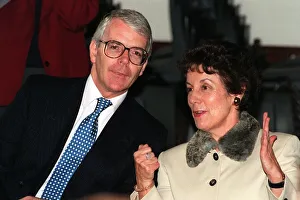 Hand Prints: Prime Minister John Major and Education Secretary Gillan Shephard seen here talking