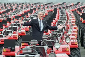 Dock Prints: Prime Minister John Major surrounded by tractors during his visit to Massey Ferguson