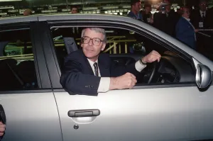 Production Line Prints: Prime Minister John Major visiting a Nissan car factory. 29th March 1992