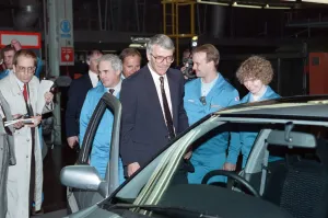 01391 Prints: Prime Minister John Major visiting a Nissan car factory. 29th March 1992