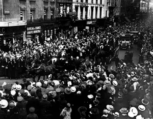 Prime Minister Lloyd George with King George pictured leaving Victoria Station in London