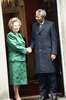 Prime Minister Margaret Thatcher at 10 Downing Street with President of South Africa