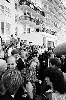 01389 Prints: Prime Minister Margaret Thatcher and Conservative Chairman Norman Tebbit return to