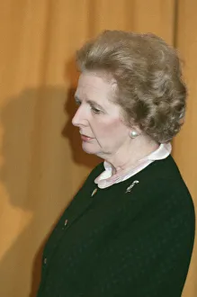 01299 Prints: Prime Minister Margaret Thatcher after hearing about the resignation of Nigel Lawson