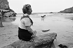 Prime Minister Margaret Thatcher on holiday at Bedruthan, Cornwall. 10th August 1981
