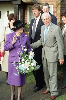 01303 Prints: Prime Minister Margaret Thatcher and her husband Denis visit the church near Chequers