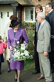 01303 Prints: Prime Minister Margaret Thatcher and her husband Denis visit the church near Chequers