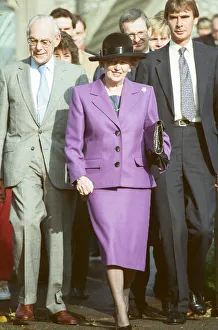 01303 Prints: Prime Minister Margaret Thatcher and her husband Denis visit the church near Chequers