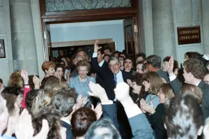 01303 Prints: Prime Minister Margaret Thatcher and Kenneth Baker at Conservative headquarters