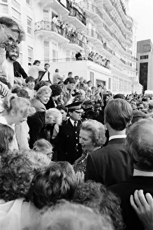 Prime Minister Margaret Thatcher returns to the Grand Hotel in Brighton