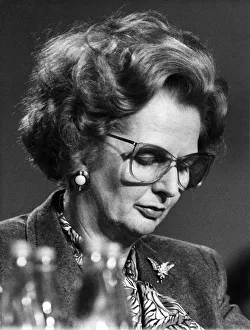 Conference Prints: Prime Minister Margaret Thatcher seen here wearing glasses at the Tory Conference