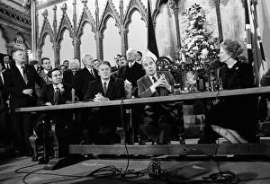 Prime Minister Margaret Thatcher signs the Chunnel (Channel Tunnel