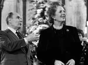 Prime Minister Margaret Thatcher signs the Chunnel (Channel Tunnel