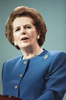 Prime Minister Margaret Thatcher speaking at the Conservative Party Conference, Brighton