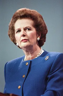 Prime Minister Margaret Thatcher speaking at the Conservative Party Conference, Brighton