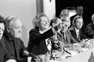 Prime Minister Margaret Thatcher unveils the Tory Party Manifesto for the 1987 General