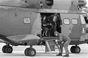 Helicopter Prints: Prime Minister Margaret Thatcher visits Capenhurst, Cheshire. 1st November 1985