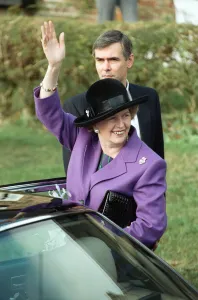 Prime Minister Margaret Thatcher visits the church near Chequers