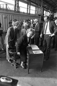 Prime Minister Margaret Thatcher visits Harker and Son at Stockton. 12th September 1987