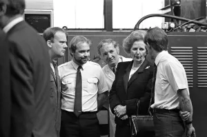 Prime Minister Margaret Thatcher visits Harker and Son at Stockton