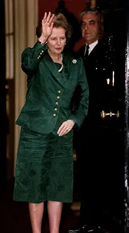 Prime Minister Margaret Thatcher waving goodbye to Nelson Mandela at Number 10 Downing