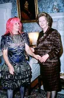 00147 Collection: Prime Minister Margaret Thatcher with Zandra Rhodes at a presentation of Fashion Awards