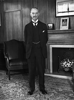 Prime Minister Neville Chamberlain seen here in Downing Street. 20th January 1940